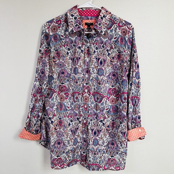 Talbots Colorful Magical Floral Breathable Cotton Button Down Shirt Plus X 14/16 - Picture 2 of 10